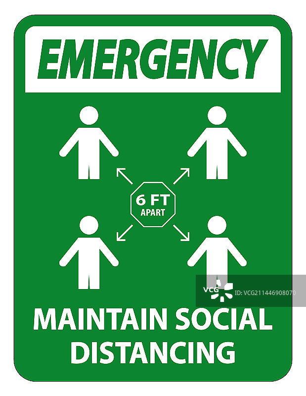 紧急状态保持社交距离6英尺图片素材
