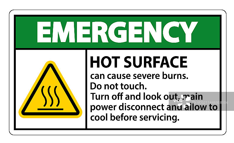 白色背景上的紧急高温表面标志图片素材