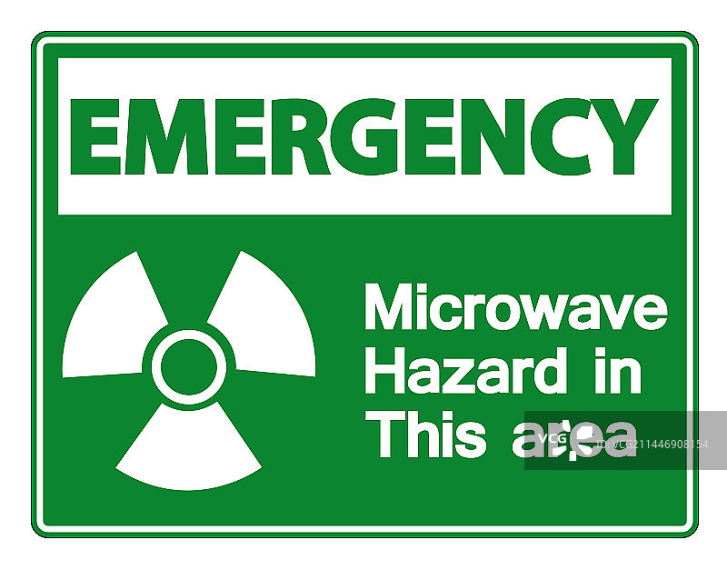 白色背景上的紧急微波炉危险标志图片素材