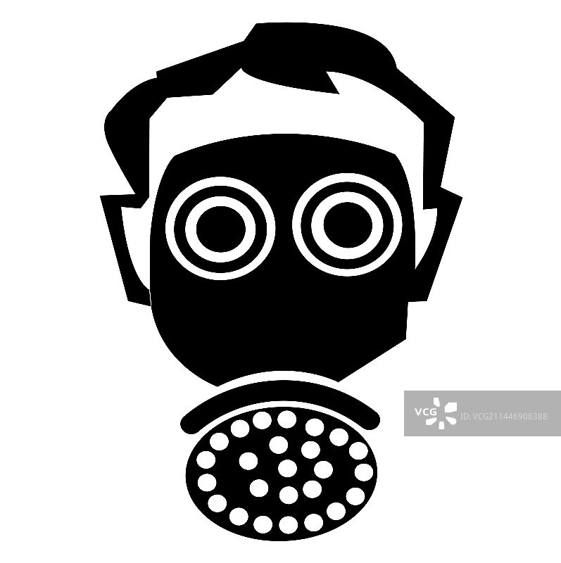 佩戴防毒面具防护标志图片素材