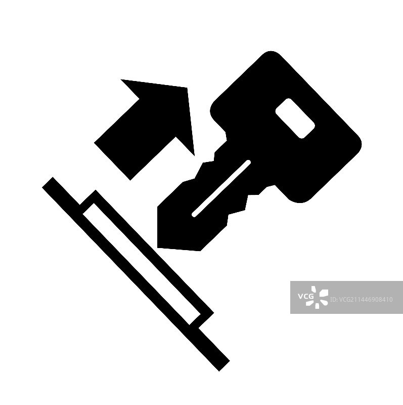 白色背景上的拉钥匙符号标志图片素材