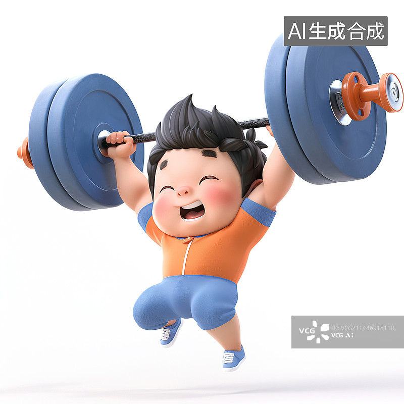 【AI数字艺术】举重的男人3d插画图片素材