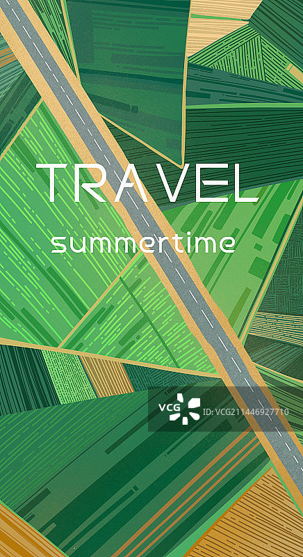 鸟瞰麦田中的夏日旅行图片素材