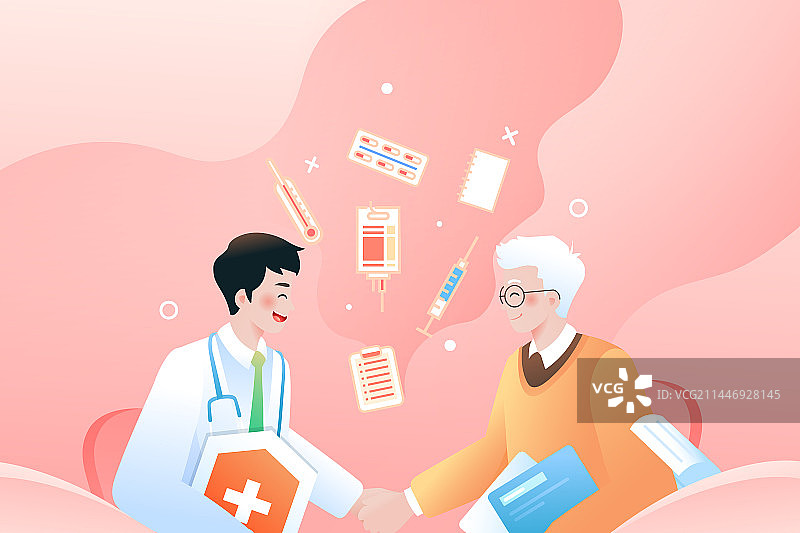 卡通医疗健康中国医师节科研团队医药医学买药看病医保体检治疗预防科普用药挂号医生职业精神渐变矢量插画图片素材