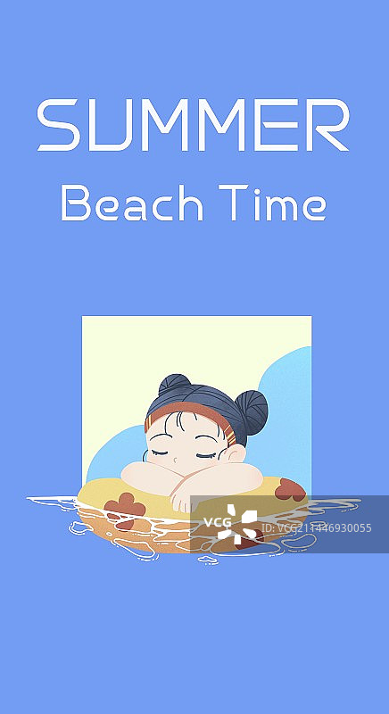 女孩的夏日海边假期图片素材