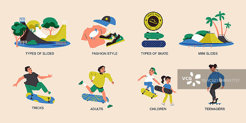 滑板图标合集图片素材