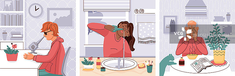 鼻部疾病扁平图标图片素材