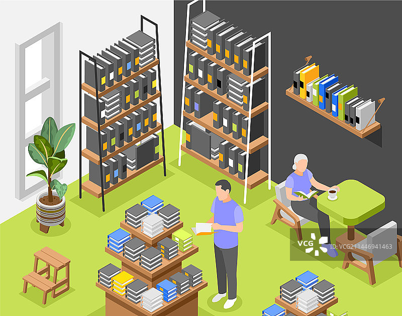 书店2.5D背景图片素材