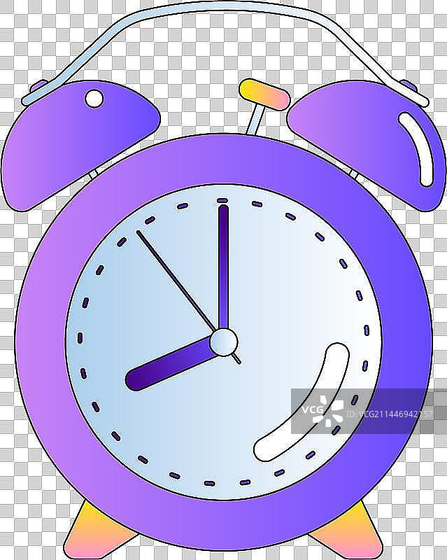 紫色渐变矢量闹钟插画元素图片素材