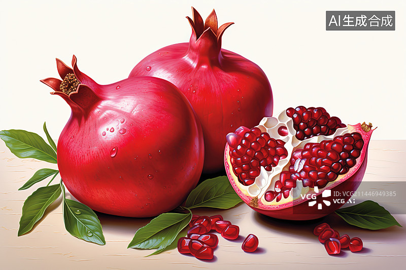 【AI数字艺术】白色背景下的水果特写镜头图片素材