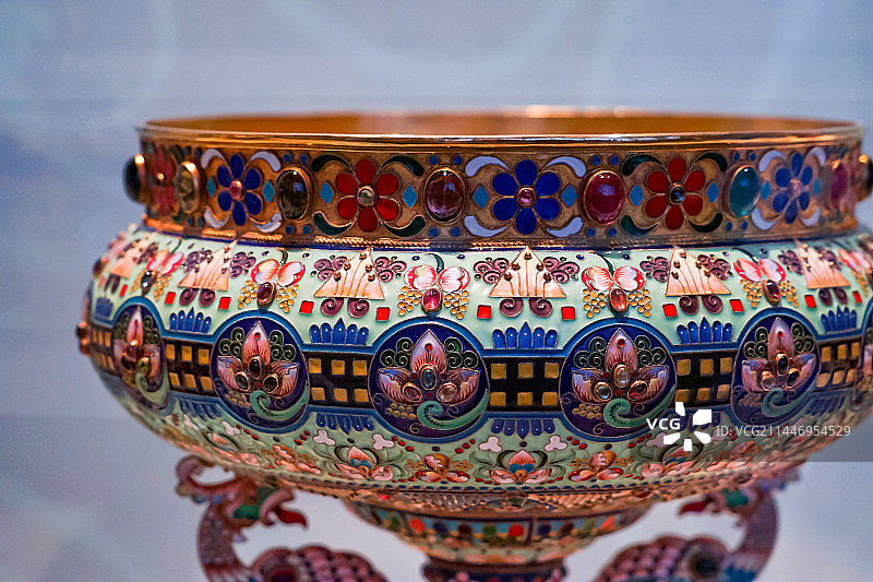 古董珐琅景泰蓝装饰品特写图片素材