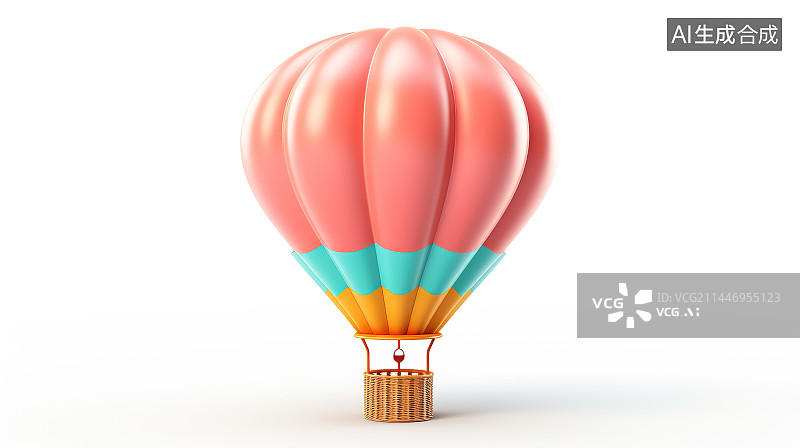 【AI数字艺术】白色背景下彩色热气球的特写镜头图片素材