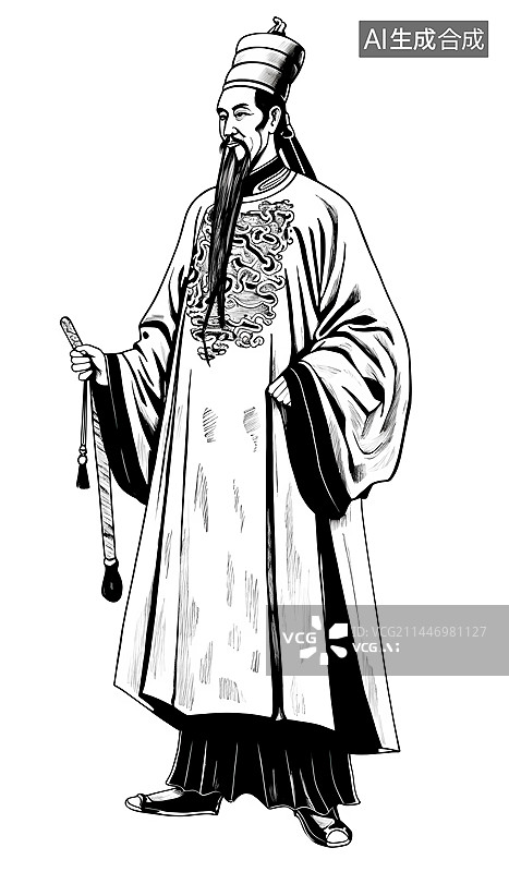 【AI数字艺术】古代人物插画图片素材
