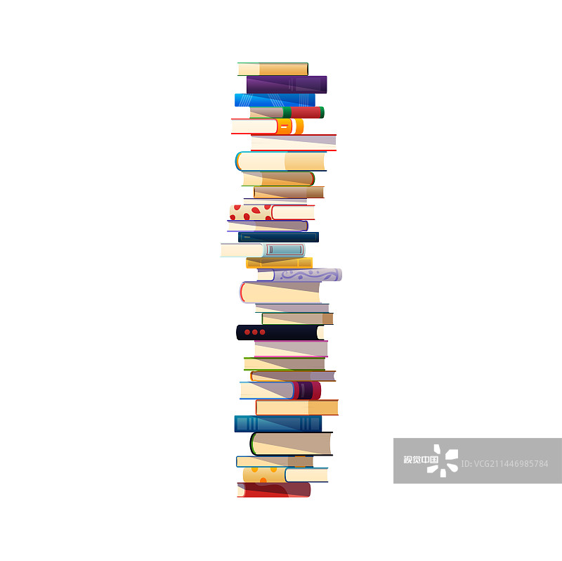 堆叠的书籍：图书馆或学校教科书堆图片素材