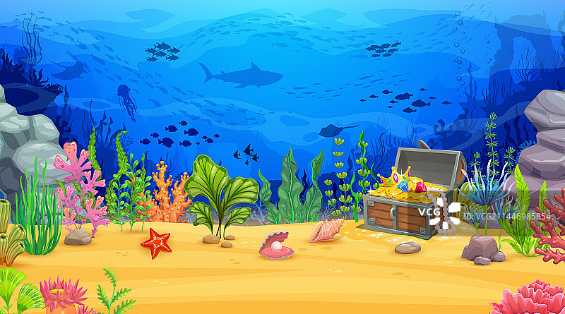 卡通海底景观宝箱图片素材