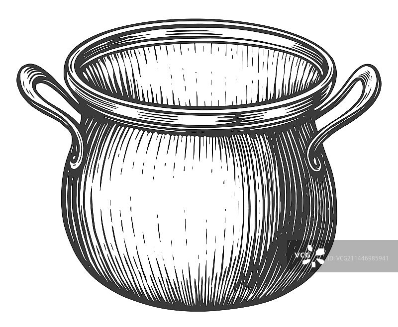 烹饪锅和平底锅素描图片素材