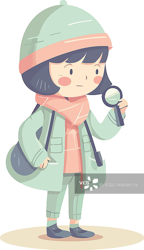 微笑的儿童身穿冬季外套图片素材