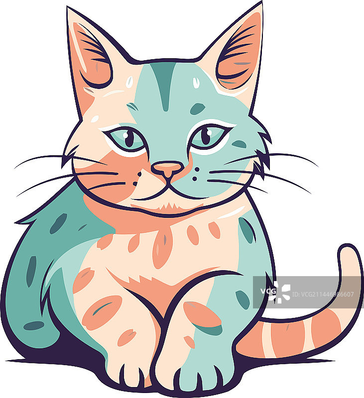 彩色小猫坐姿图片素材