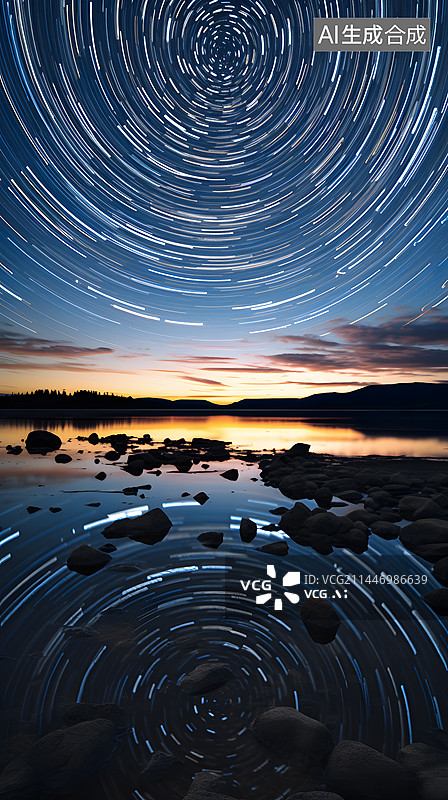 【AI数字艺术】星轨星河夜景风光图片素材