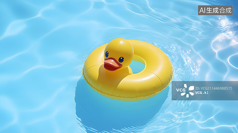 【AI数字艺术】夏天泳池里面的小鸭子图片素材