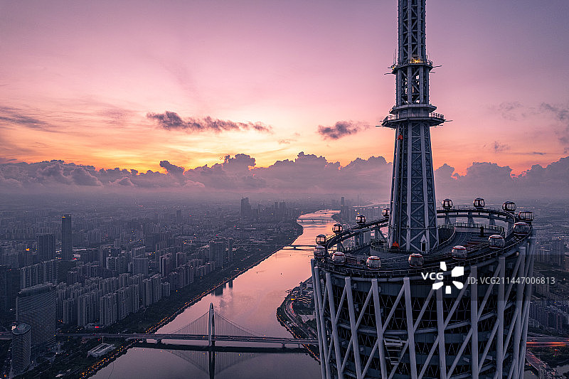 广州日出城市风光图片素材