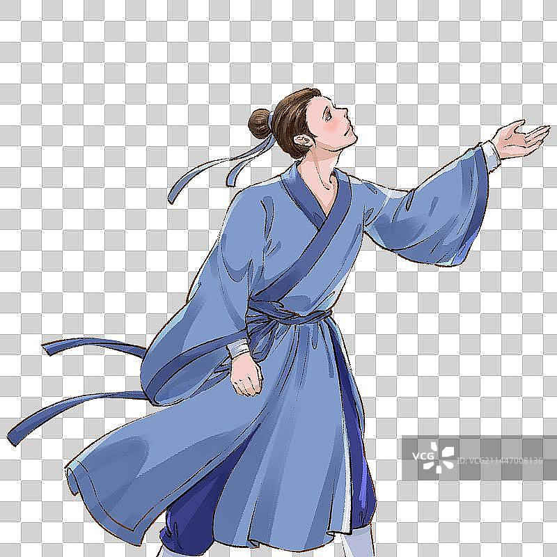 七夕牛郎国潮插画图片素材