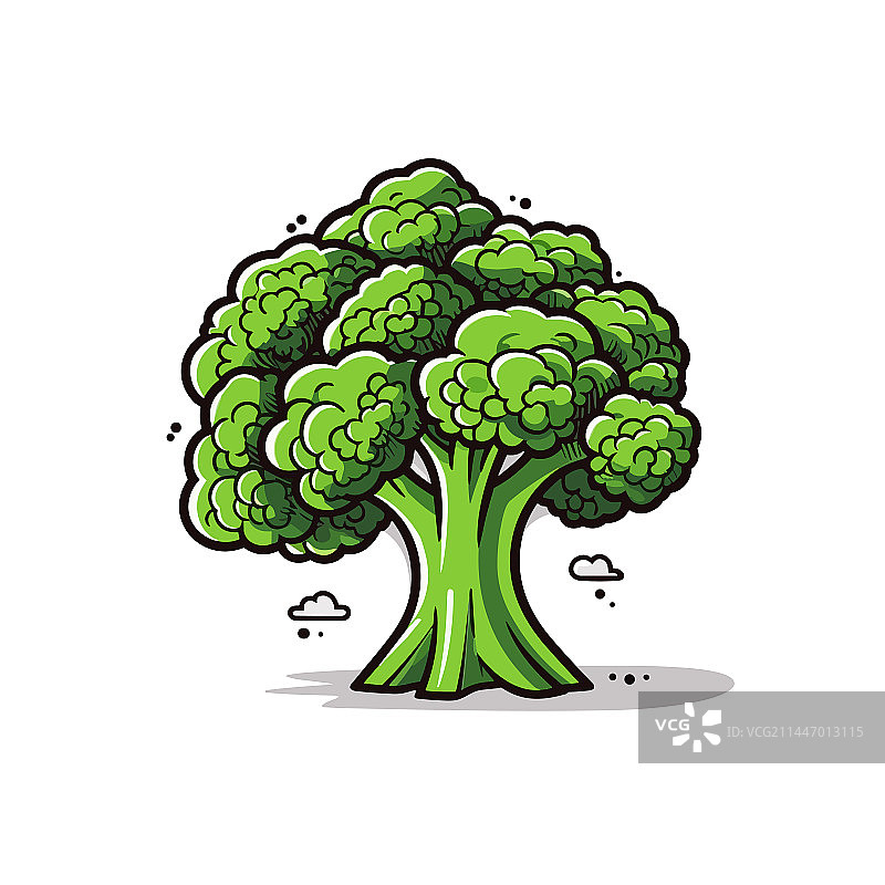 手绘涂鸦风格西兰花卡通图片素材