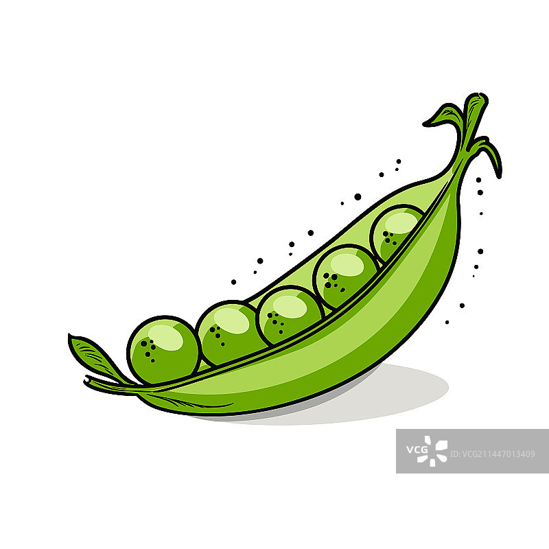 手绘涂鸦风格卡通豌豆图片素材