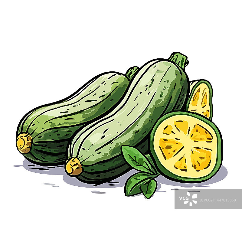 手绘涂鸦风格的西葫芦卡通图片素材