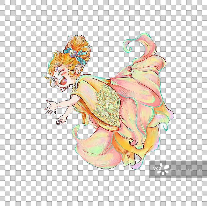 中式传统服饰插画、女孩人物图片素材