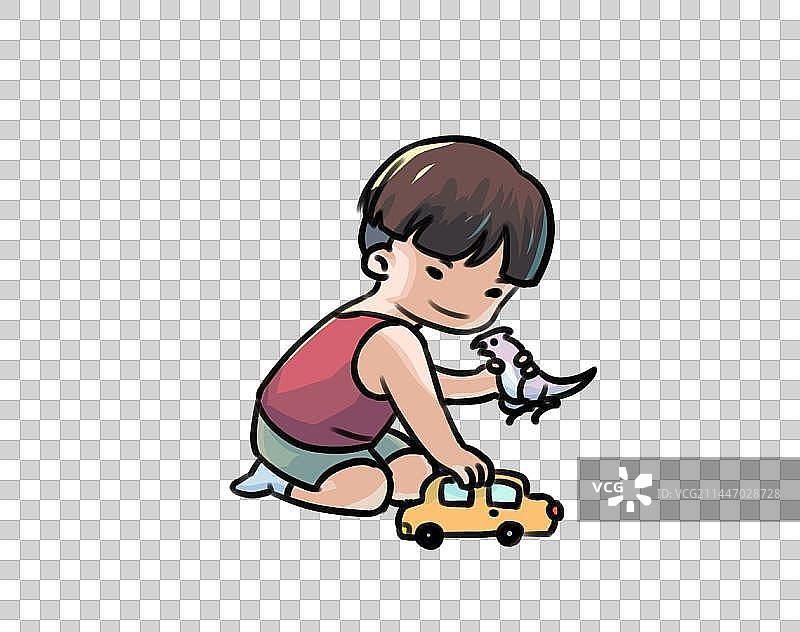 童年玩玩具的小孩图片素材