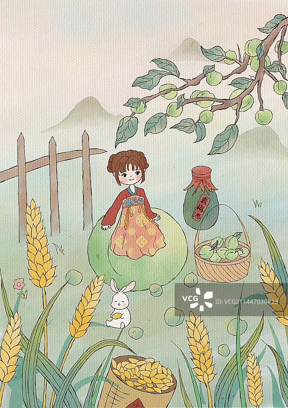 芒种-惬意女孩图片素材