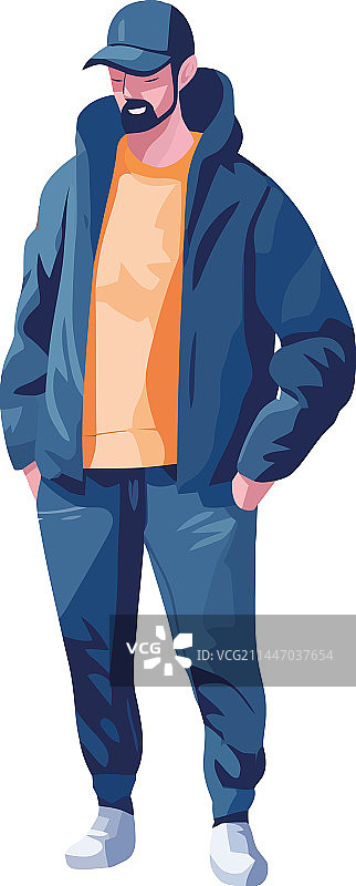 穿蓝色西装的健壮商人图片素材