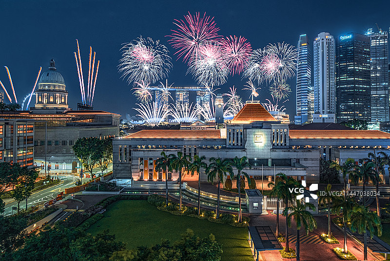 新加坡滨海湾城市烟花图片素材
