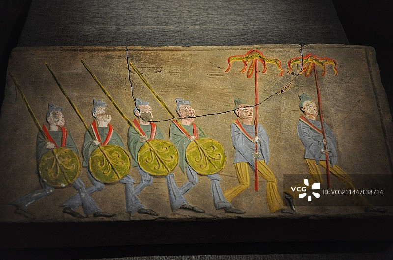 南朝彩绘画像砖 南阳市博物馆图片素材