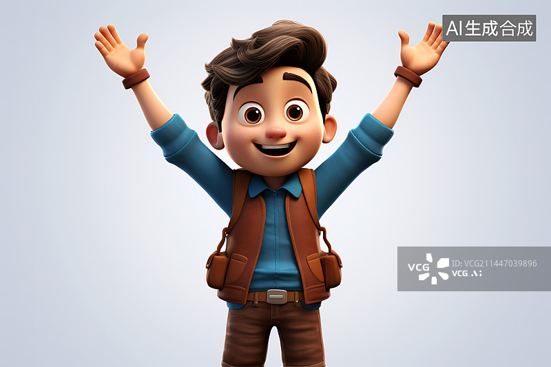 【AI数字艺术】白色背景下的男孩肖像图片素材