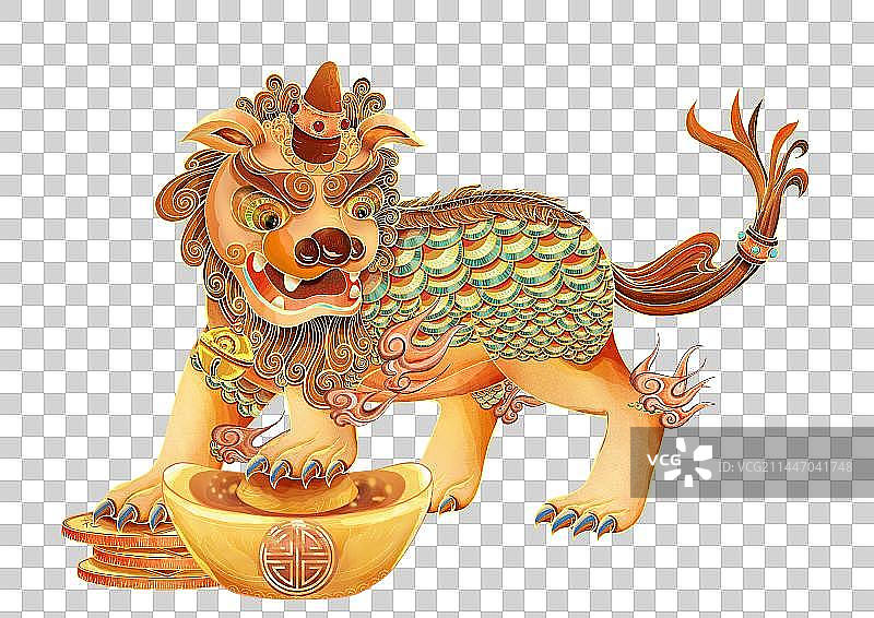 国潮插画麒麟元素图片素材
