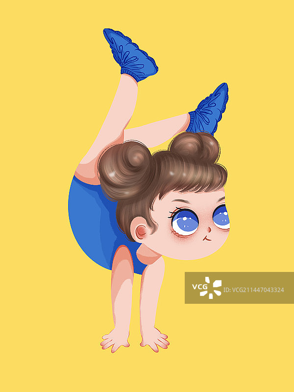 健身瑜伽手绘女孩图片素材