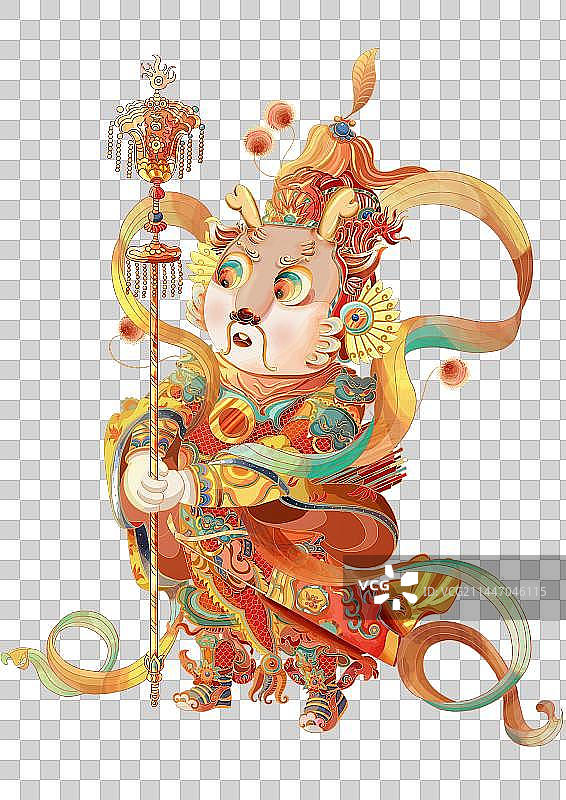 门神IP龙年春节国潮插画元素图片素材