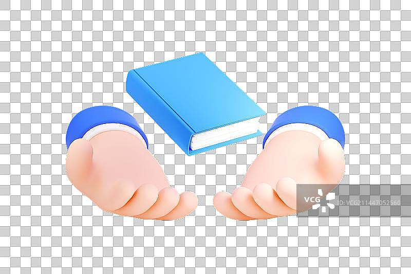 3D立体渲染卡通手捧书本图片素材