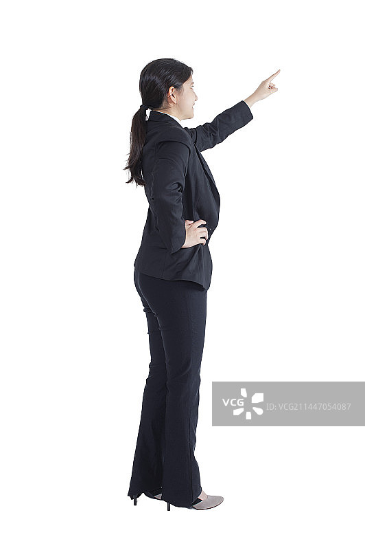 商业女性点击触控面板图片素材