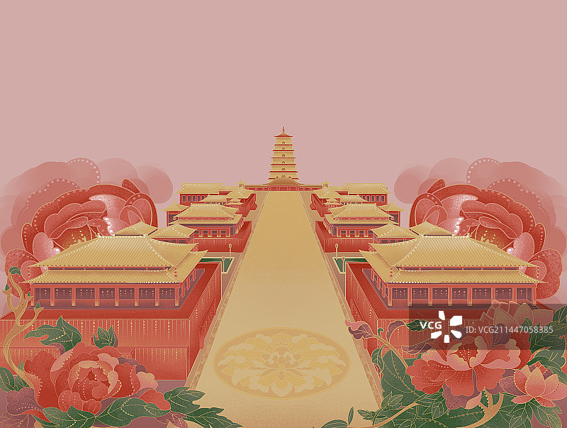 西安国潮插画图片素材