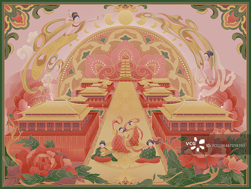 西安国潮插画图片素材