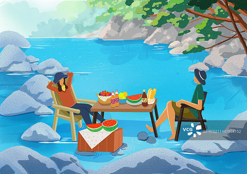 小溪避暑图片素材