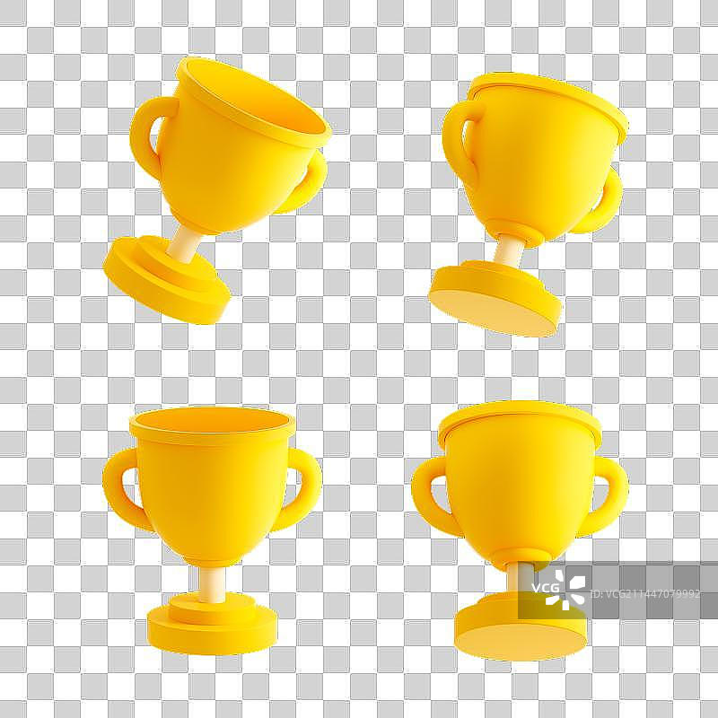 3D立体渲染卡通奖杯图标图片素材