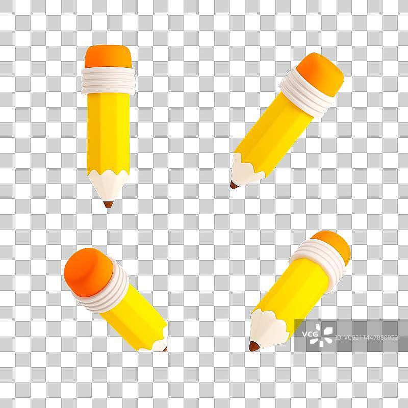 3D立体渲染卡通铅笔图标图片素材