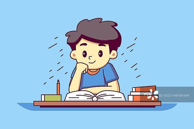 读书的男孩子图片素材