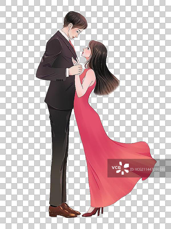 穿礼服拥抱对望的青年伴侣图片素材