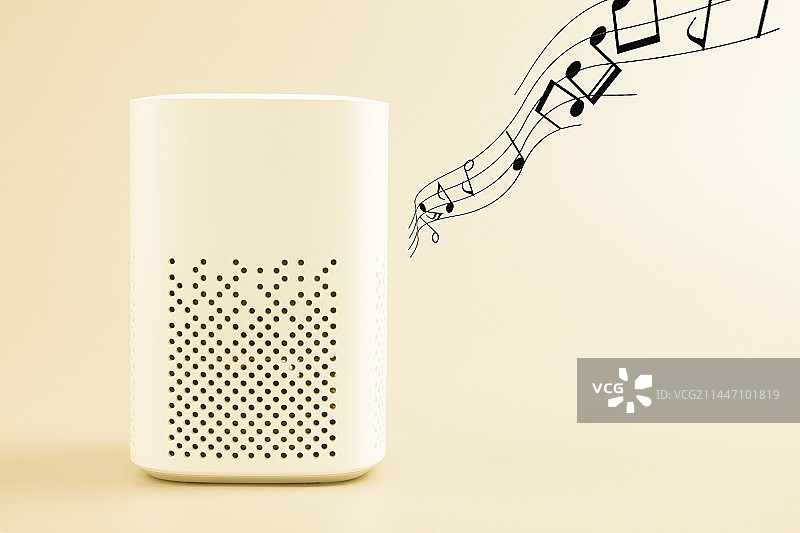 简洁商务蓝牙耳机音响和音符图片素材