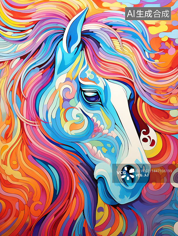 【AI数字艺术】彩色的独角兽图片素材